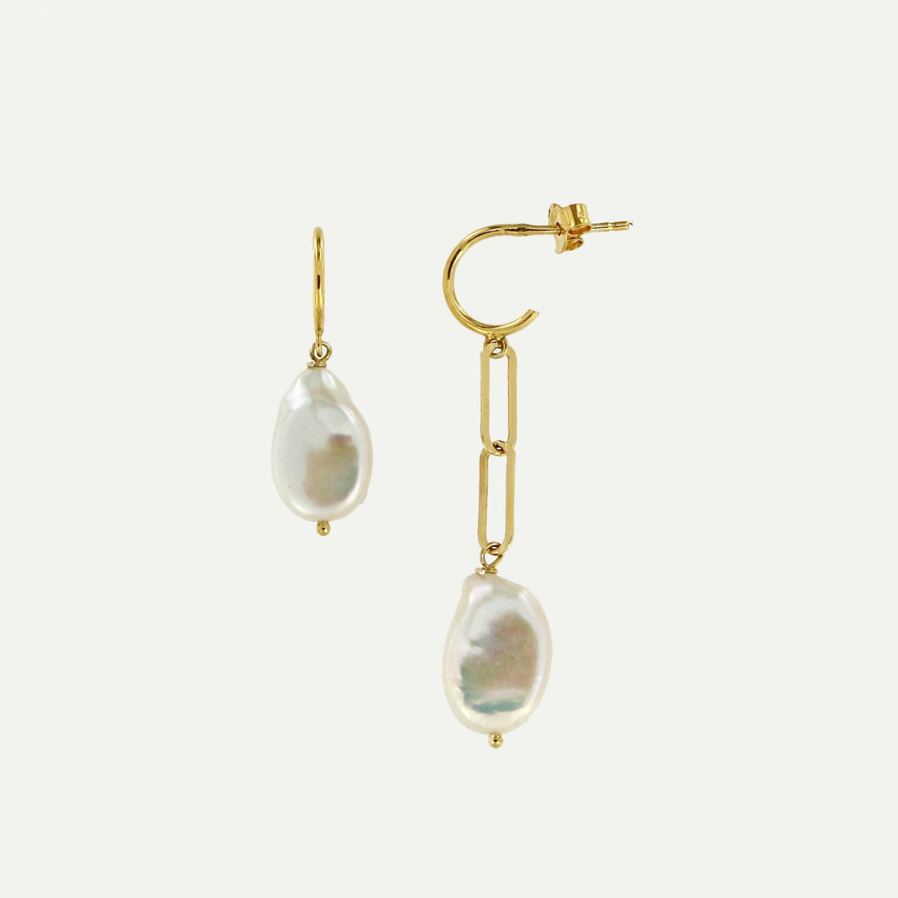 Aros con perla y baño de oro 18K en plata 925