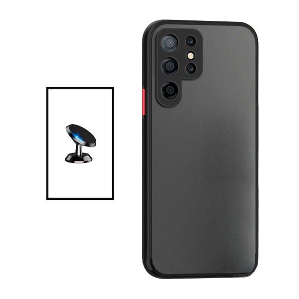 Funda antichoque translúcida con protección de cámara y soporte magnético universal