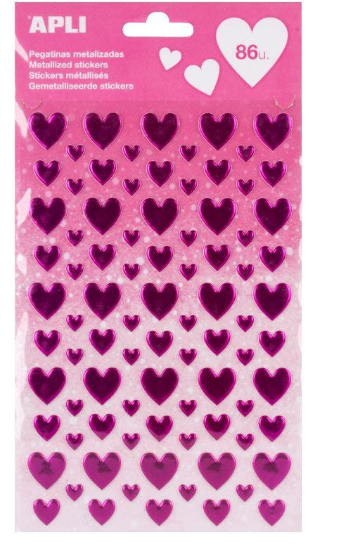 Pegatinas en hoja corazones rojos 160x282 mm