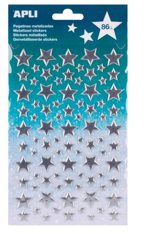 Pegatinas en forma de estrellas plateadas 160x282mm