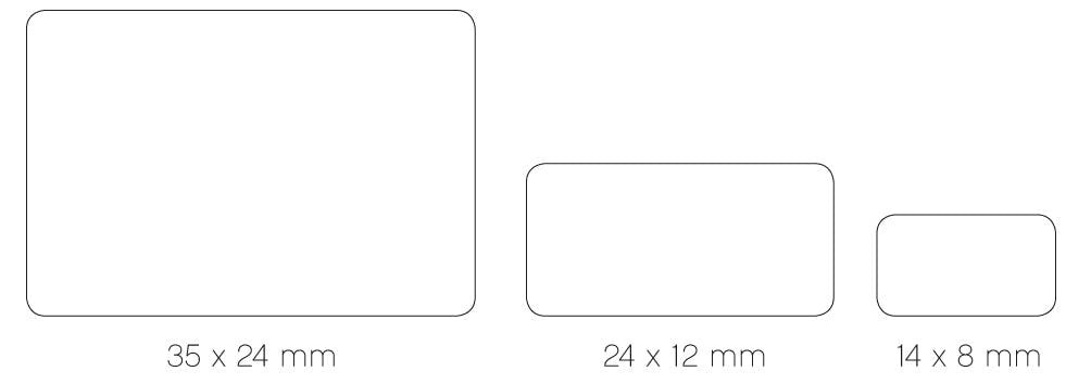 Caja de adhesivos rectangulares 3 tamaños 200 hojas