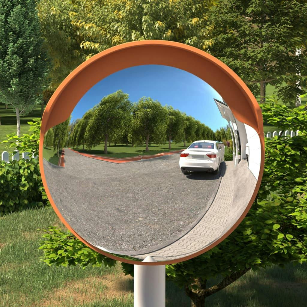 Convex outdoor traffic mirror polycarbonate orange