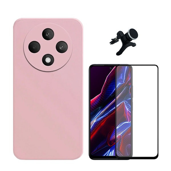 Kit funda silicona líquida con vidrio Full Cover 5D y soporte magnético para Reno12 F 5G