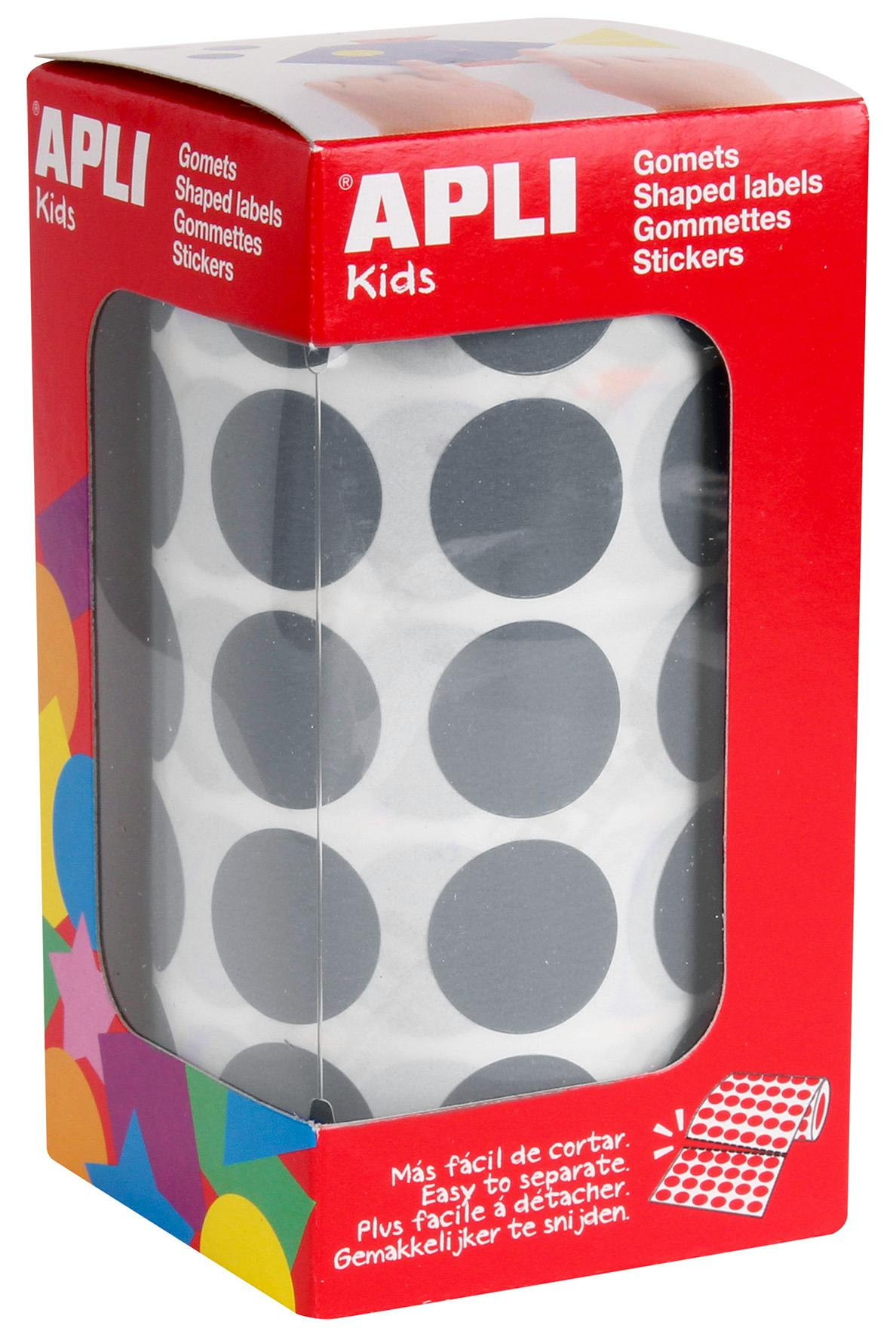 Rollo de Adhesivos Redondos 20 mm Gris