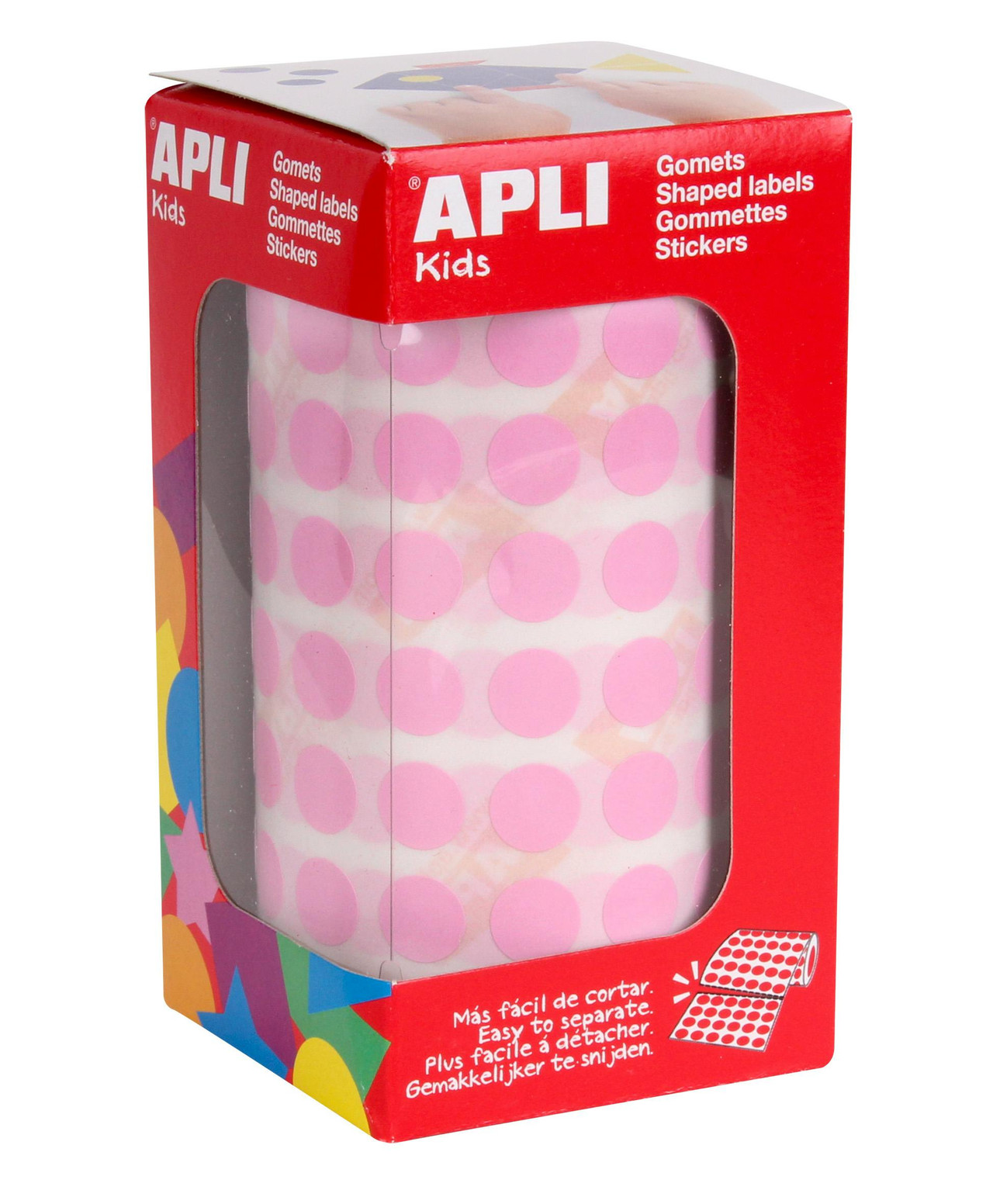 Rollo de etiquetas adhesivas redondas rosa 10,5 mm