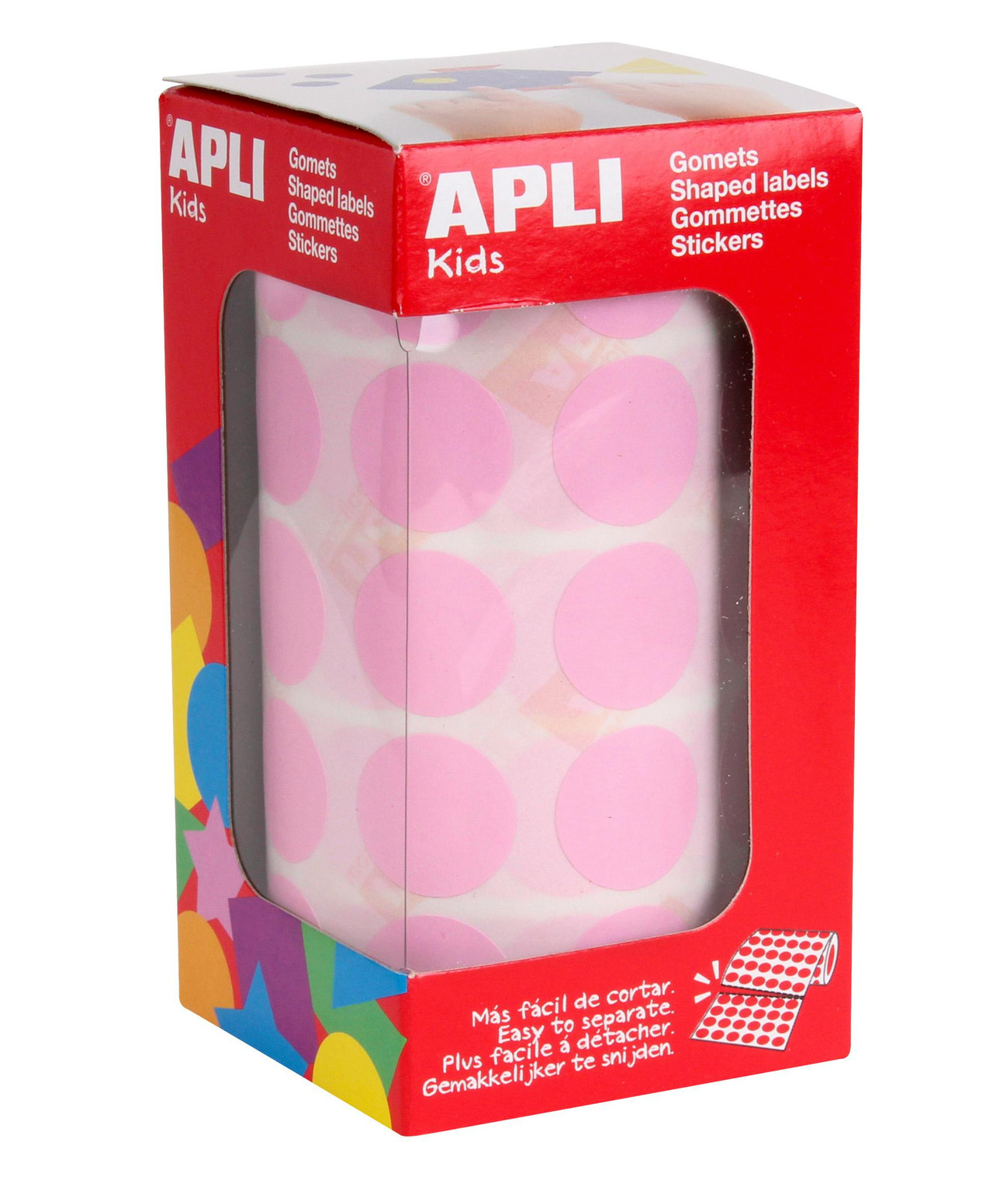 Rollo de adhesivos redondos rosa 20 mm