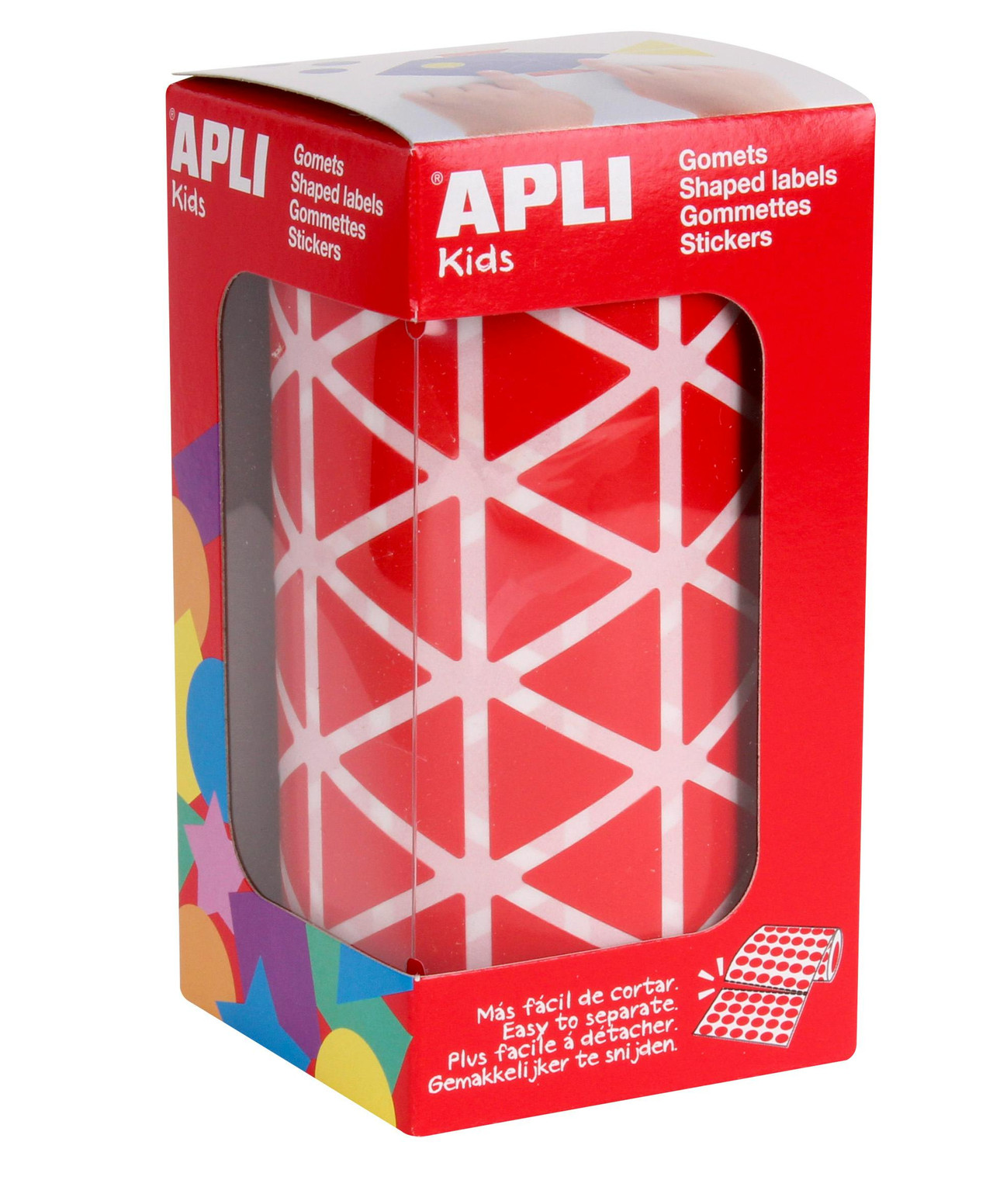 Rollo de adhesivos triangulares rojos 20 mm
