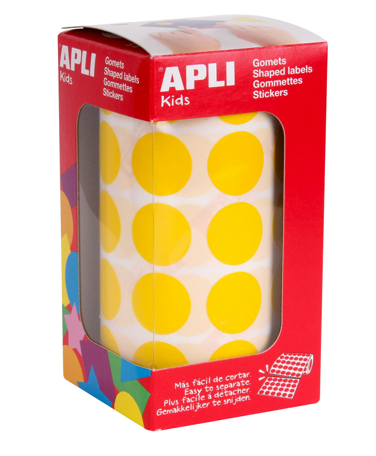 Yellow round sticker roll 20 mm