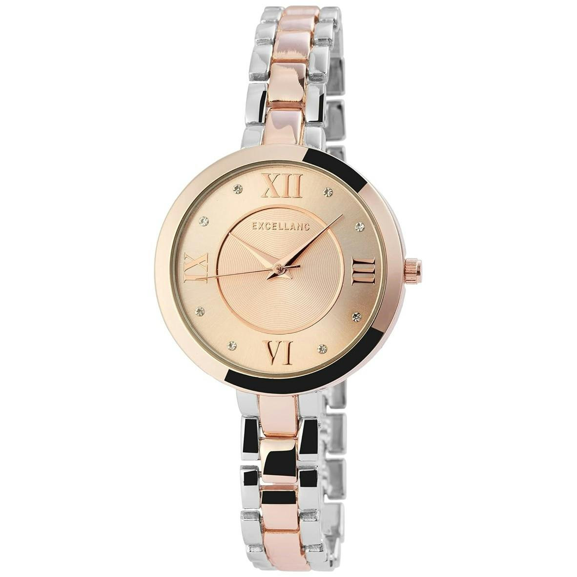 Reloj analógico de mujer con pulsera metálica y números romanos