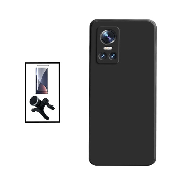 Kit Protección: Protector de vidrio Full Cover 5D y funda de silicona líquida con soporte magnético para Realme GT Neo 3