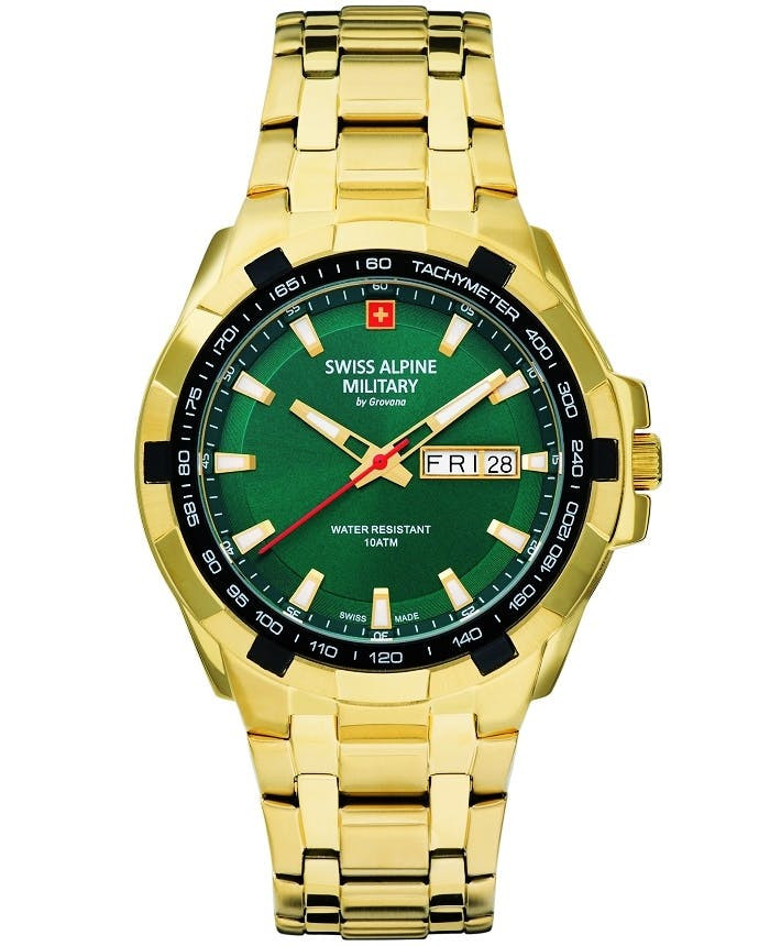 Reloj analógico en acero inoxidable con esfera verde