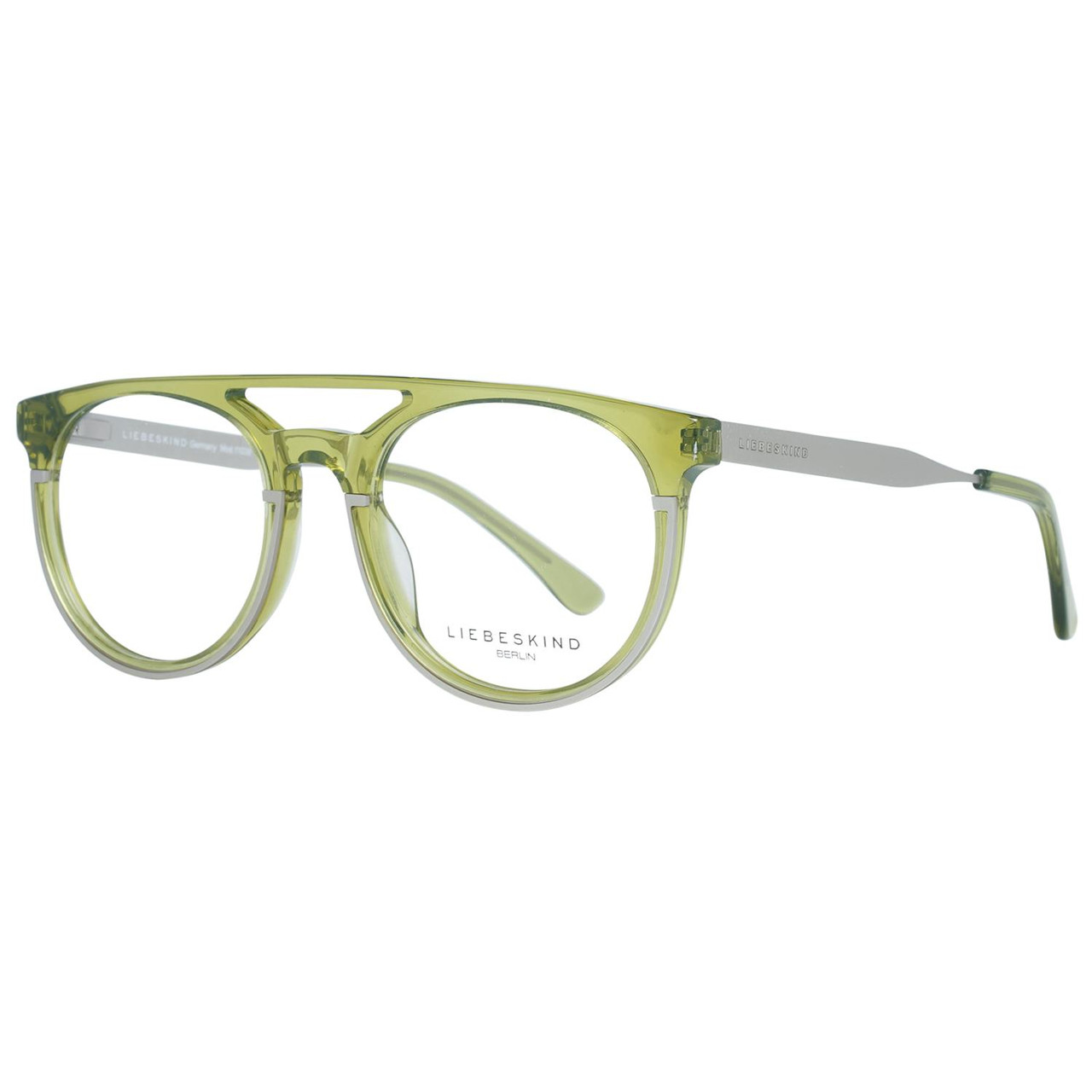 Montura óptica oval verde en plástico con bisagra flexible