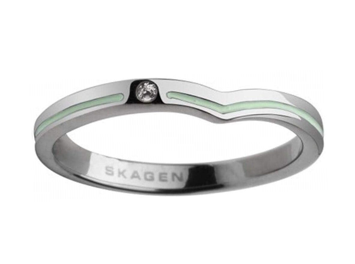 Anillo de acero inoxidable con cristal