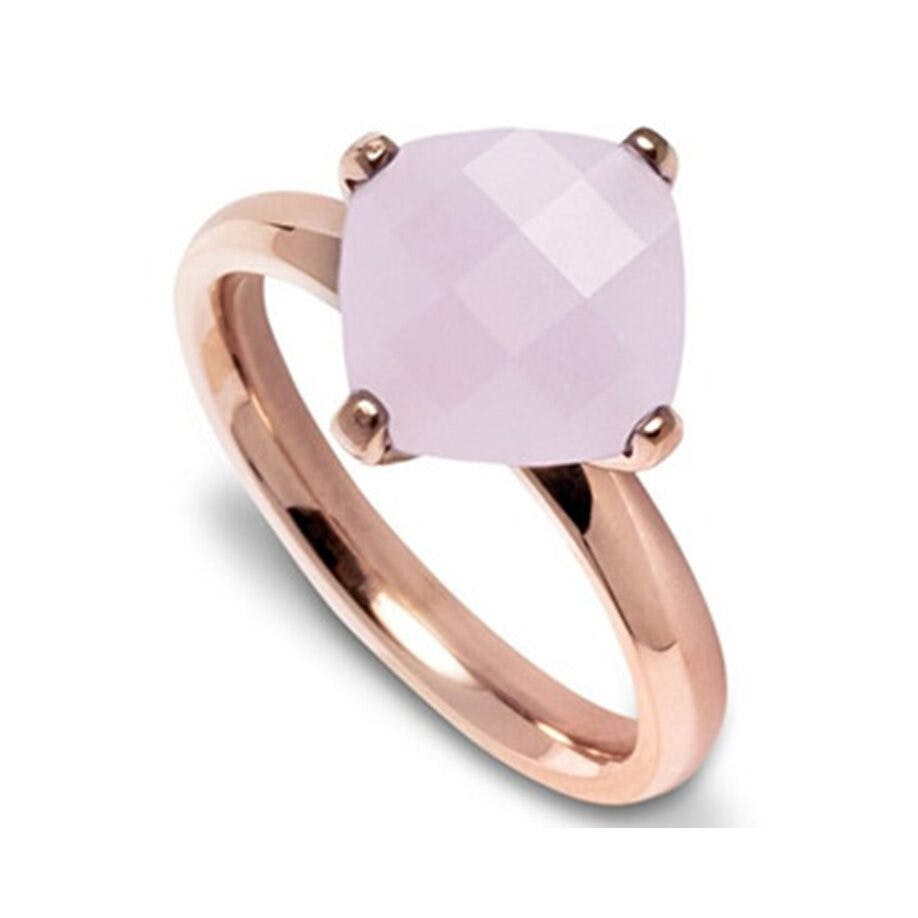 Anillo de acero inoxidable con circonita rosa