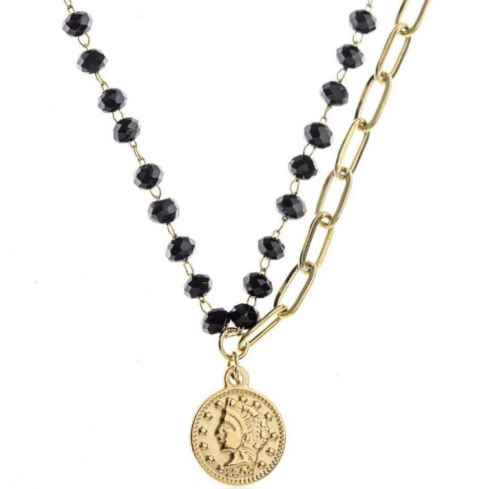 Collar de acero quirúrgico con cadena de 41 cm y extensor de 5 cm