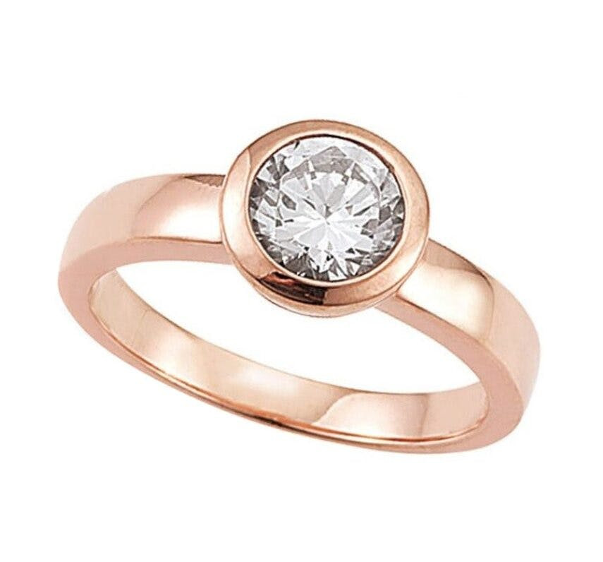 Anillo en plata 925 con circonita dorado rosa