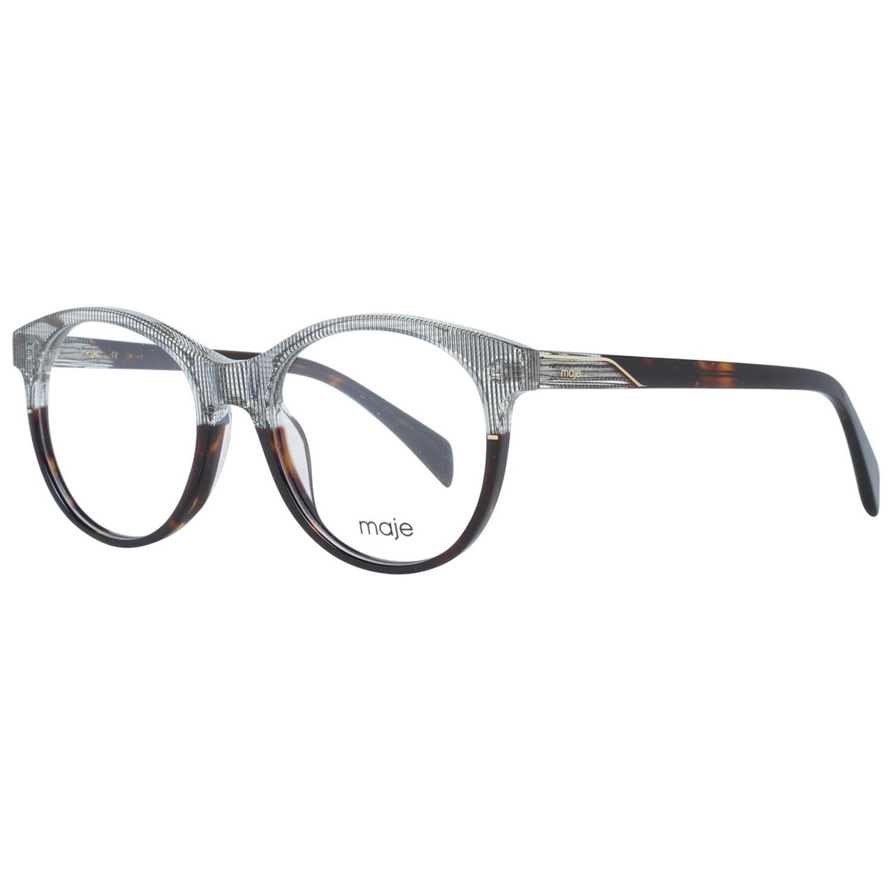 Round gold acetate optical frame with branded pouch