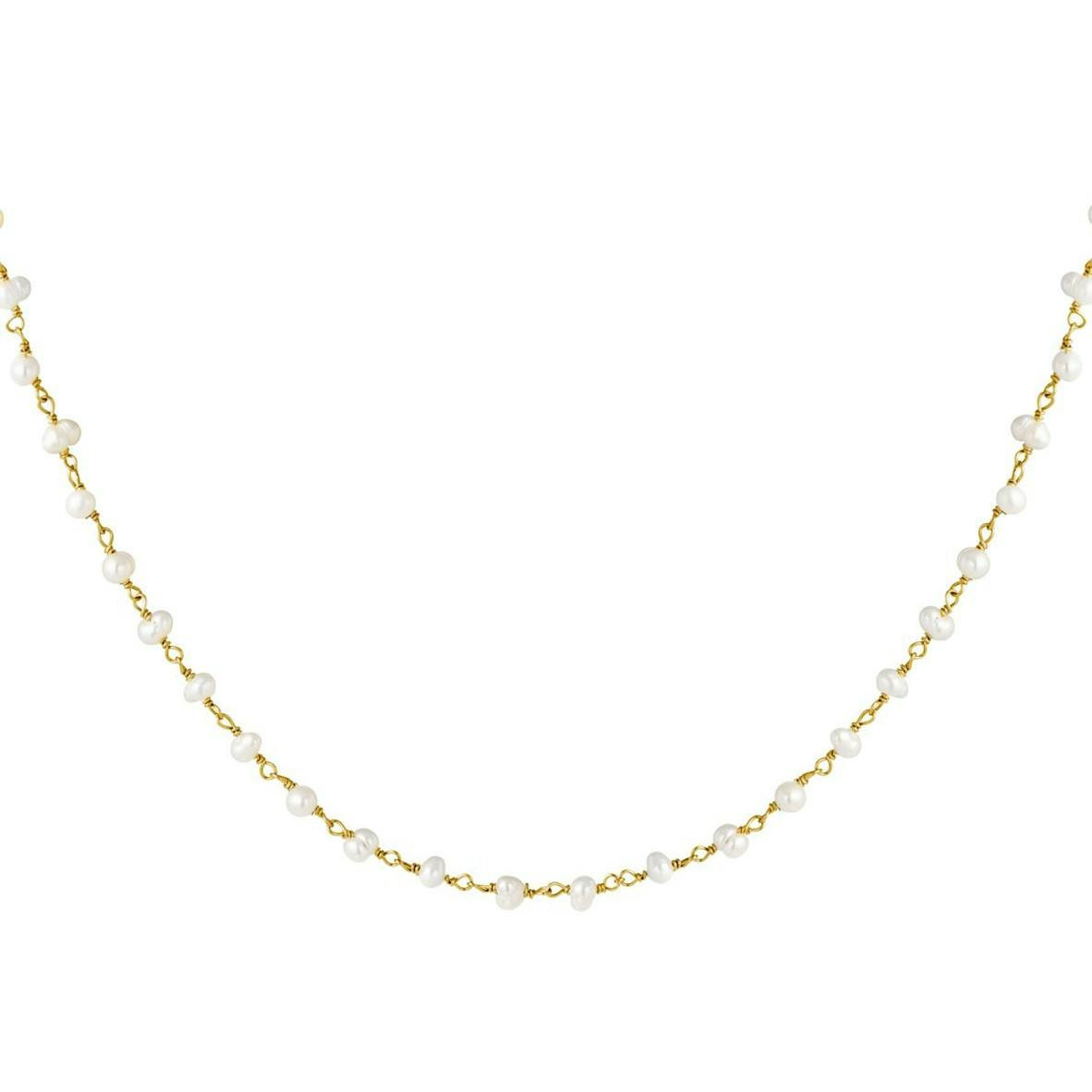 Pearl necklace gold stainless steel