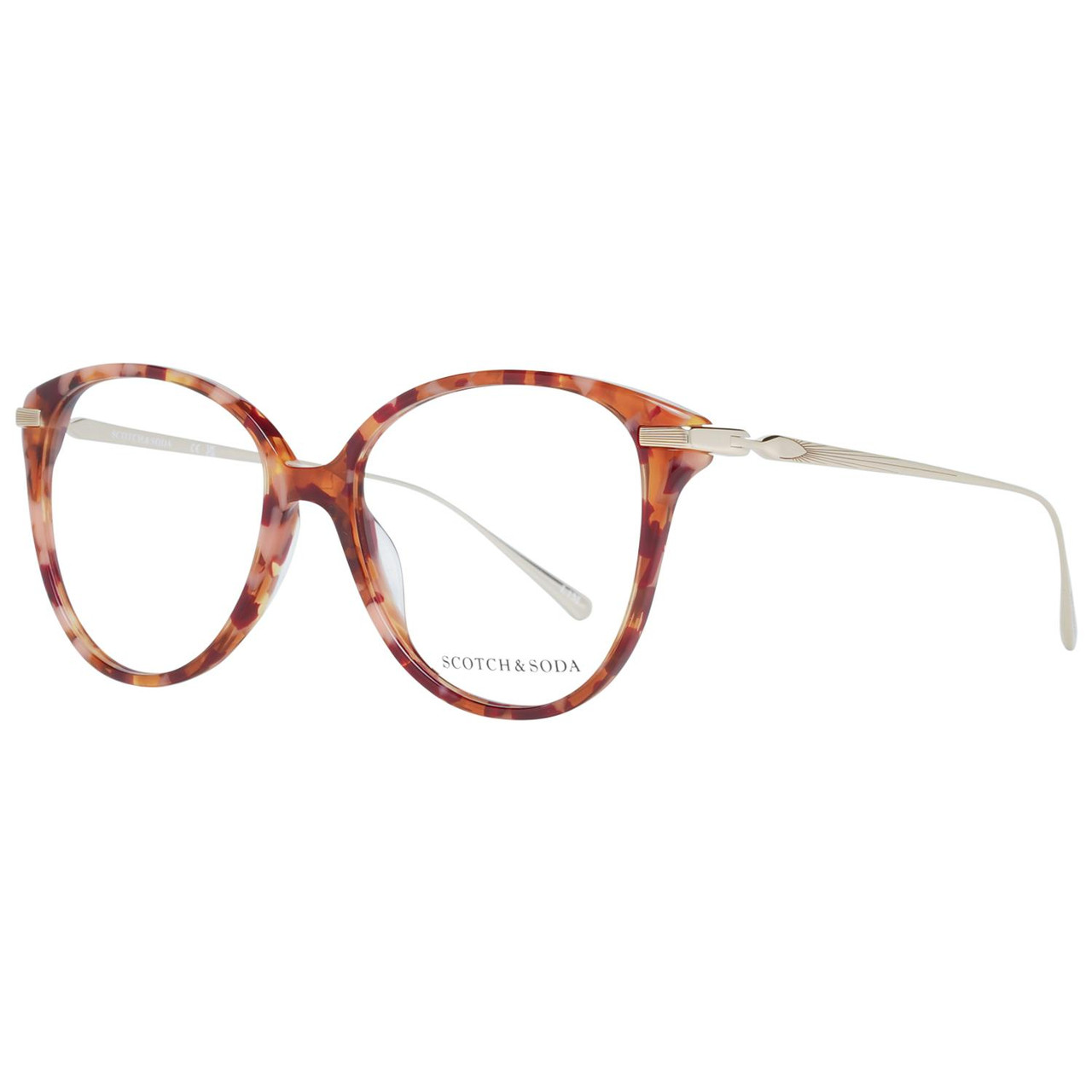 Montura óptica redonda de acetato multicolor con funda