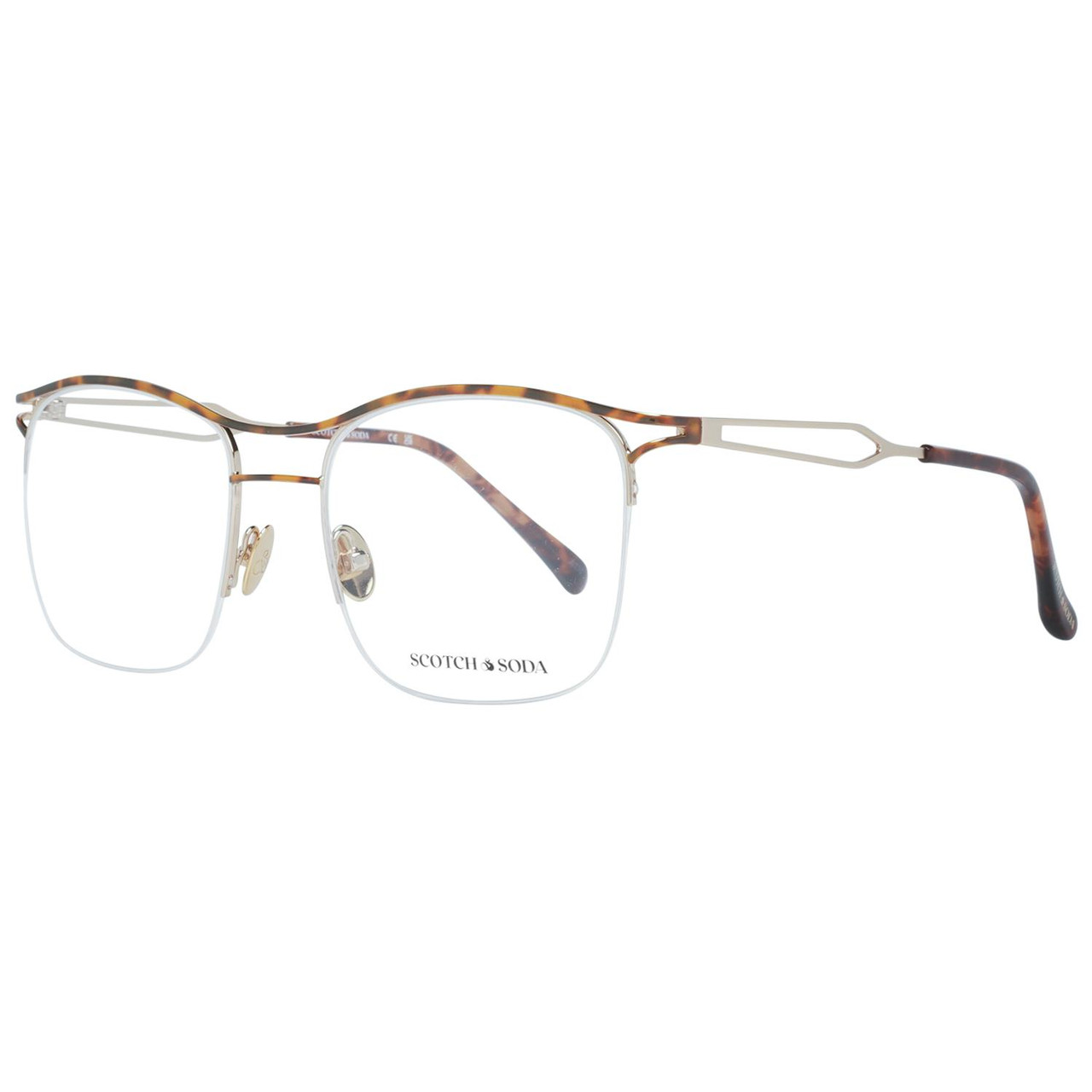 Montura óptica aviador semi-aro marrón acero inoxidable 53