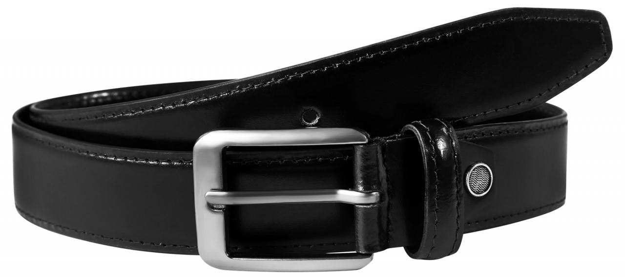 Genuine leather belt with silver metal buckle