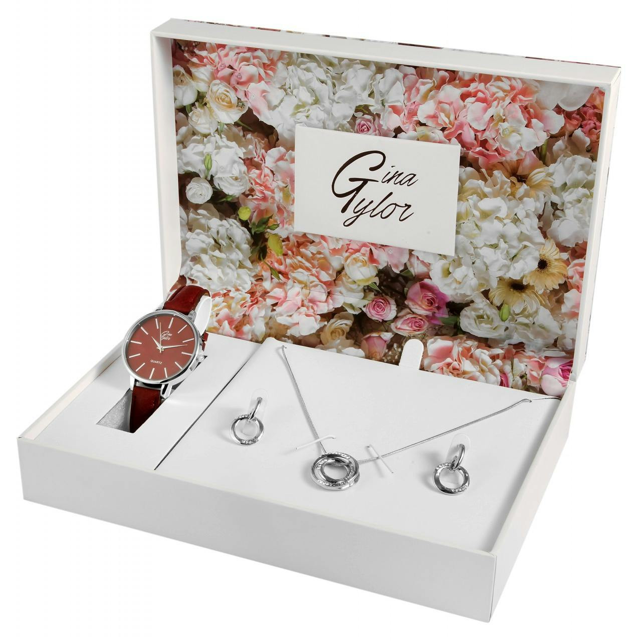 Set regalo reloj analógico con collar y pendientes