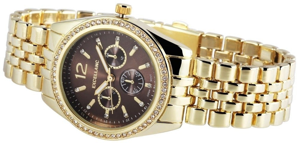 Reloj de mujer con pulsera metálica y cristales