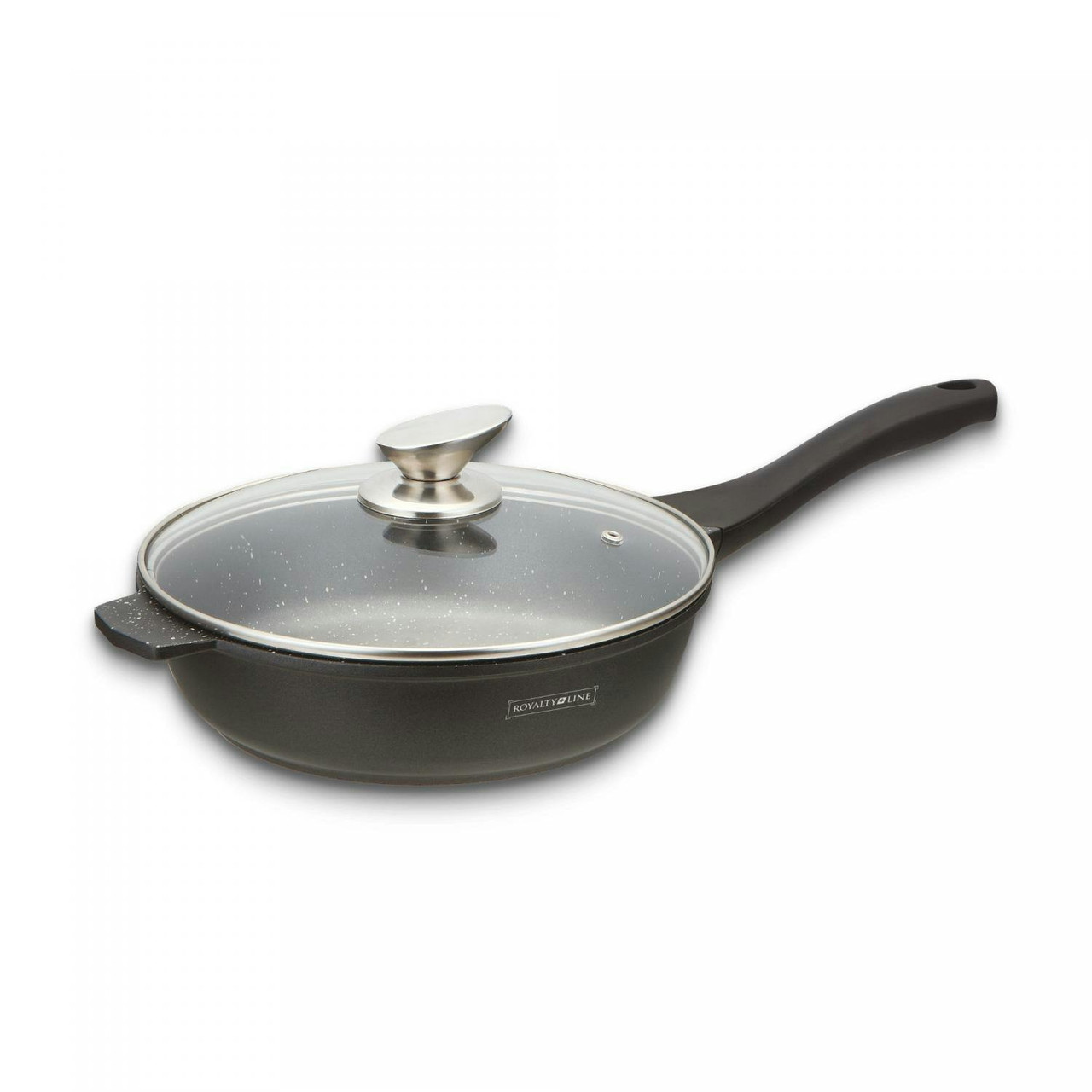 24 cm saucepan with glass lid, marble-effect coating