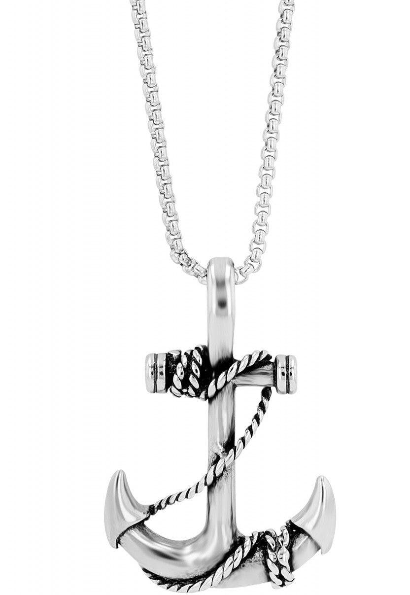 Collar con colgante de ancla en acero inoxidable