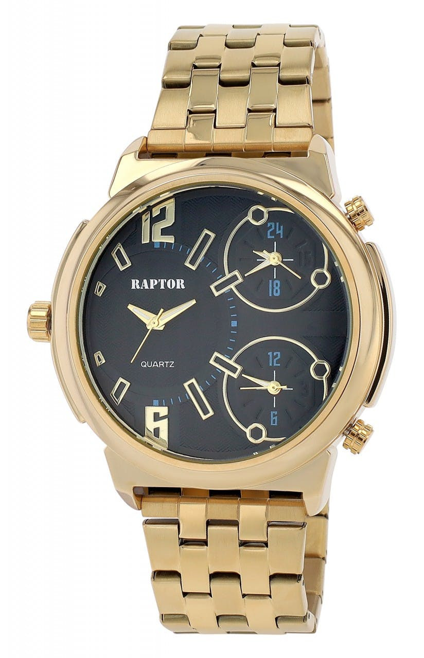 Lucius watch with 3 time zones and stainless steel bracelet