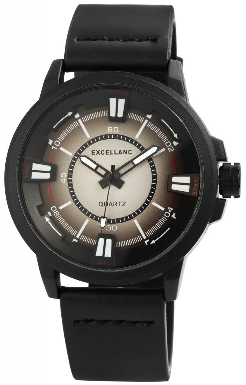 Men's watch with synthetic leather strap
