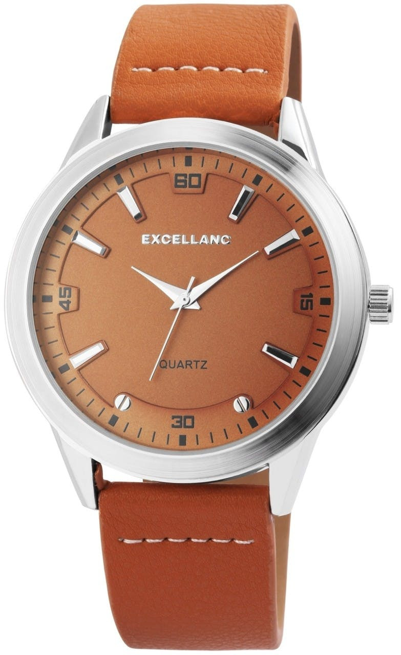 Men's watch with synthetic leather strap and 46 mm case