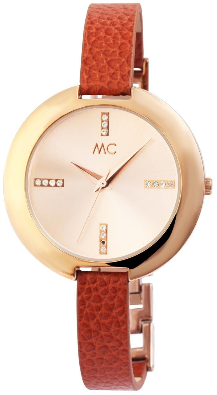 Ladies watch with genuine leather strap and metal case