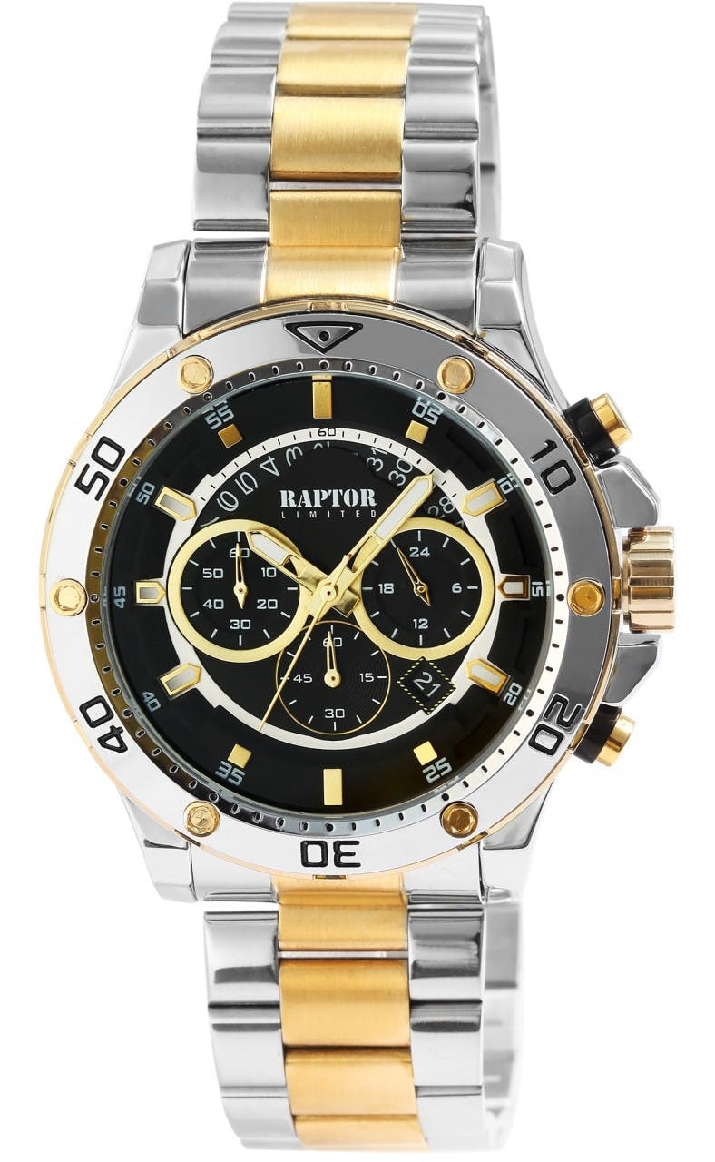 Chronograph with stainless steel bracelet and black dial