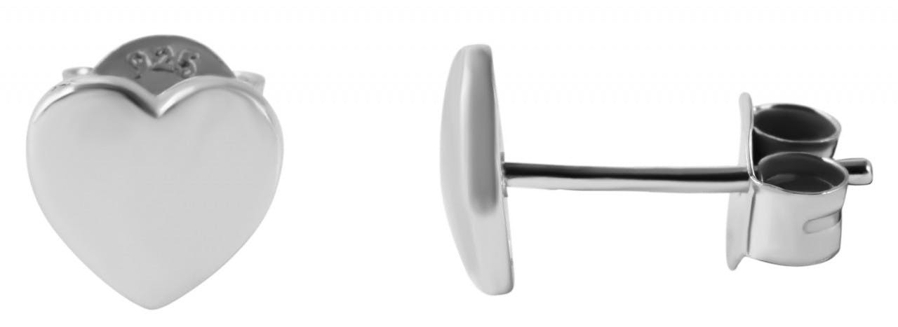 Heart-shaped silver 925 earrings with rhodium plating