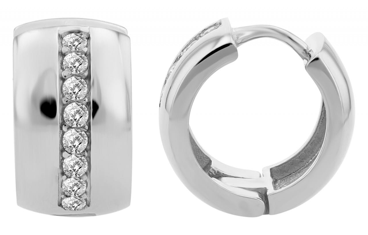 925 silver hoop earrings with zirconia rhodium plated