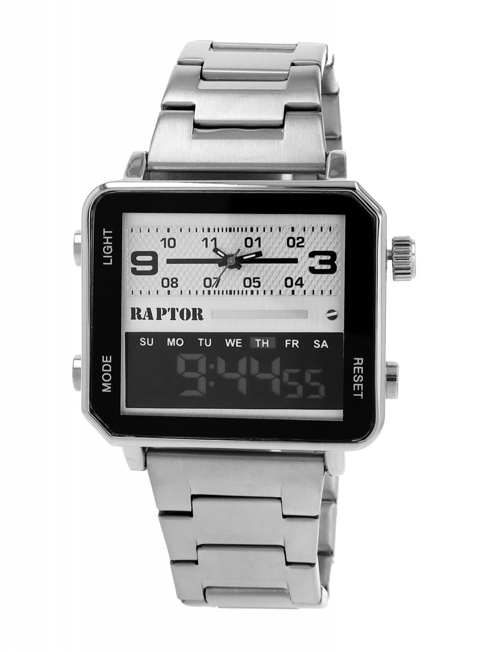 Men's analog-digital square case stainless steel watch