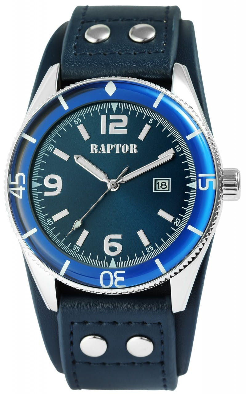 Reloj analógico para hombre con correa de piel genuina y caja de acero inoxidable