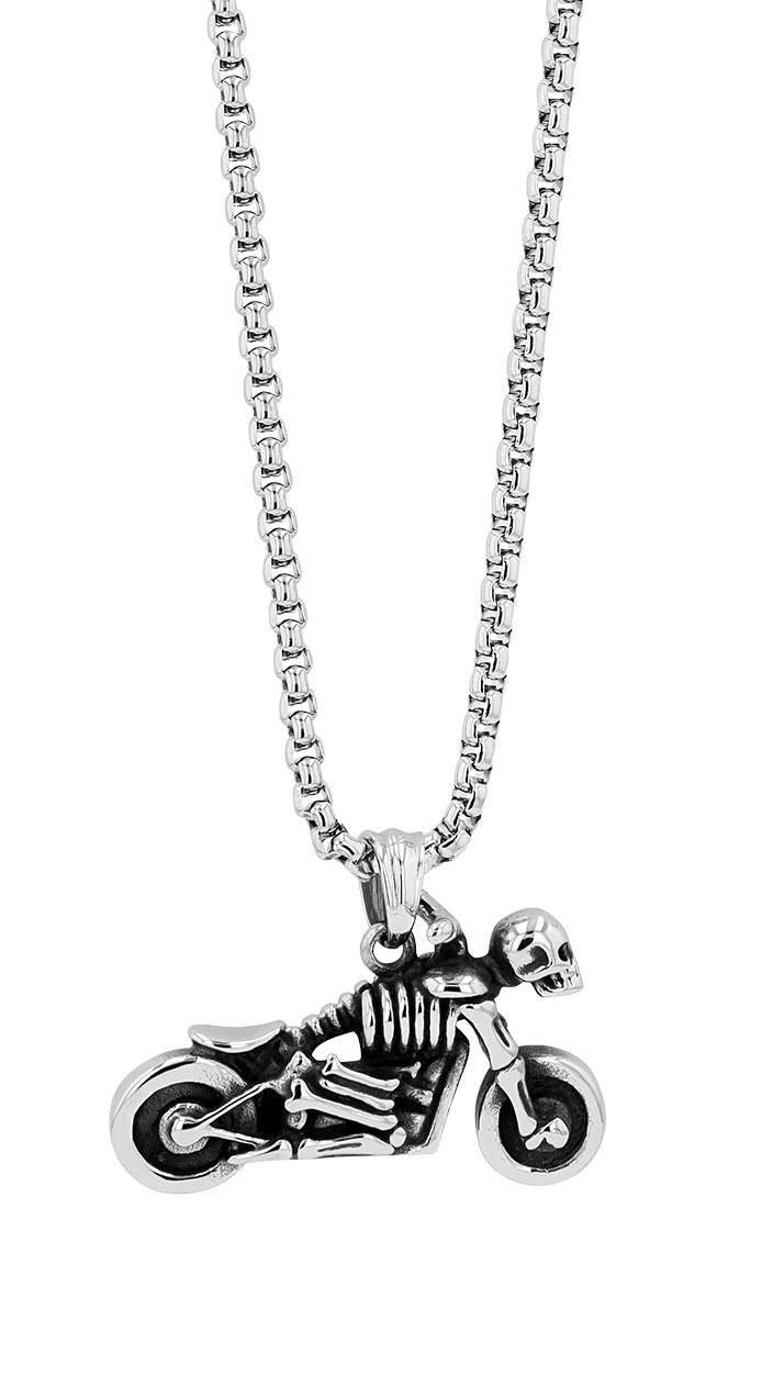 Motorcycle pendant necklace in 316L stainless steel