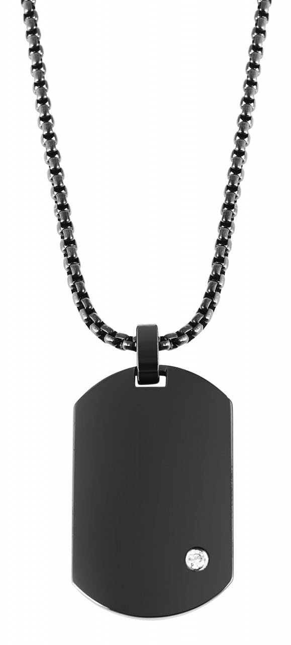 Stainless steel necklace with Venetian pendant and rhinestone