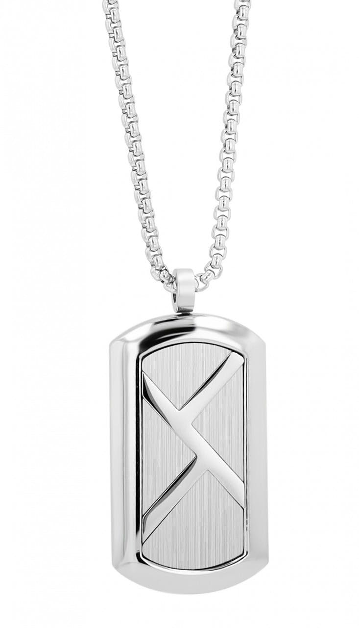 Stainless steel necklace with Dog Tag and 60 cm pea chain