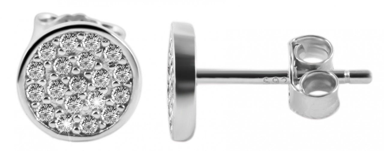 Pendientes redondos de plata 925 con circonitas y baño de rodio
