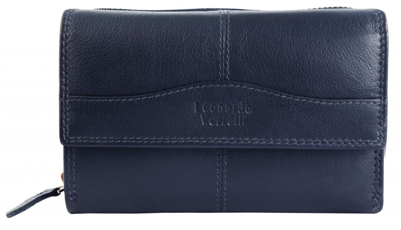 Cartera femenina en cuero genuino con protección RFID