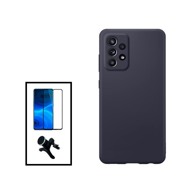 Glass screen protector + liquid silicone case + magnetic car mount for Samsung Galaxy A33 5G - Black