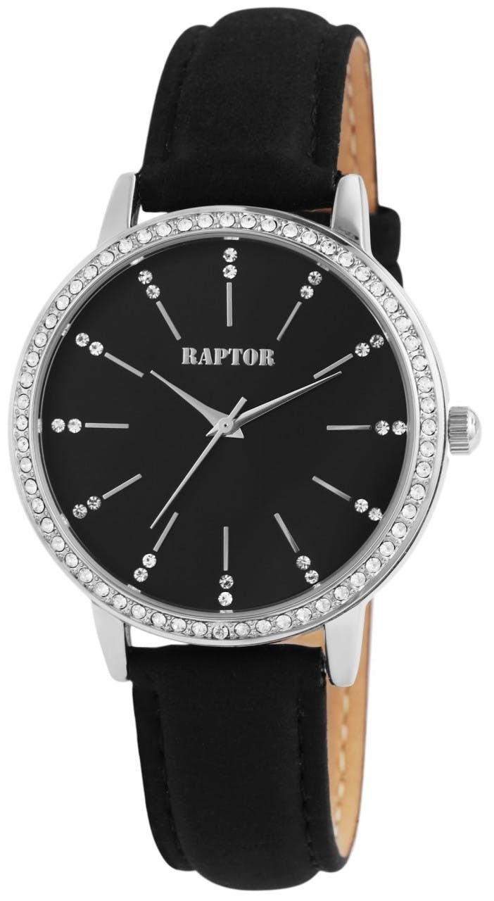 Reloj de mujer con correa de piel genuina y bisel con piedras