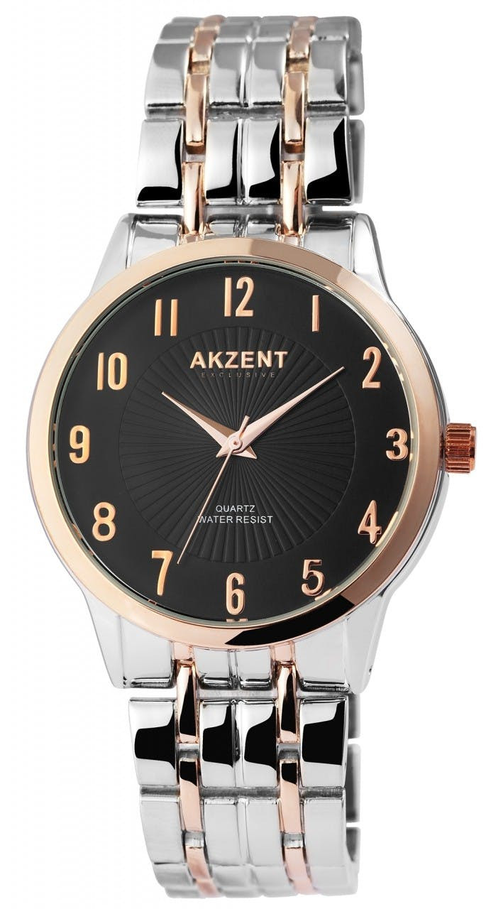 Akzent men's analog wristwatch with stainless steel bracelet