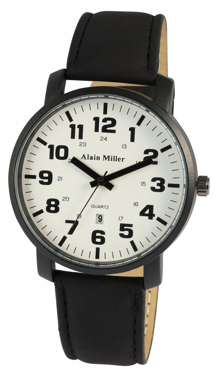 Reloj hombre con correa de piel sintética y fecha