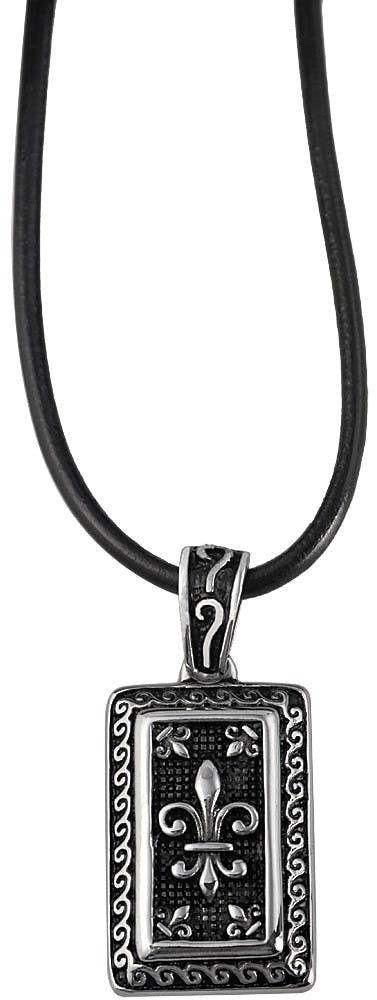 Collar de cuero genuino con colgante de acero inoxidable