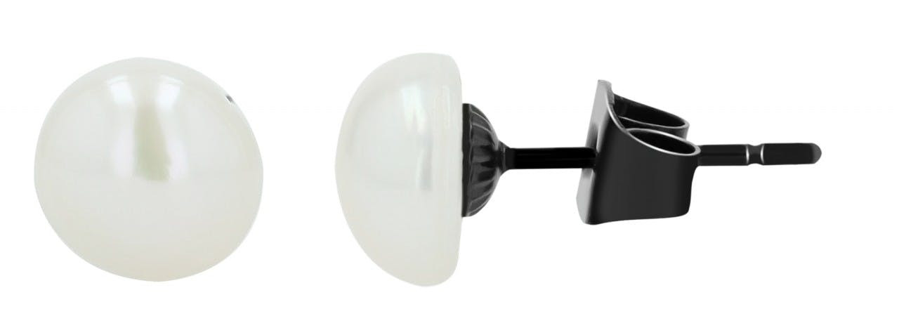 Pendientes de acero inoxidable con perla de agua dulce