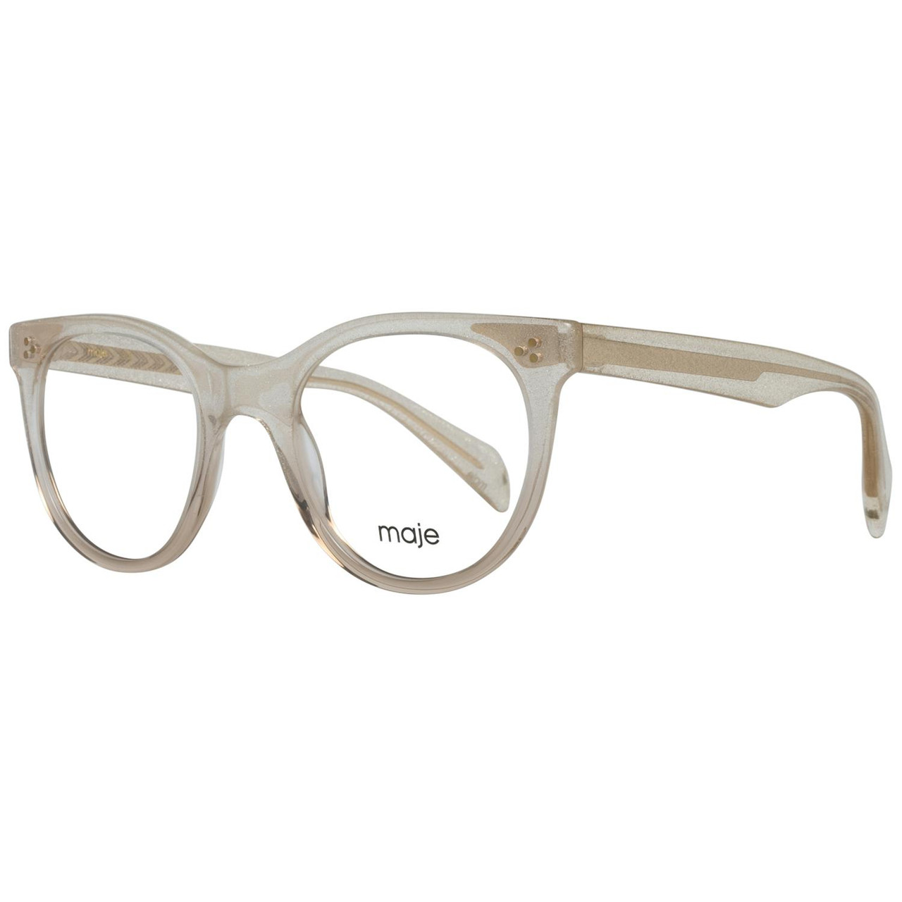 Beige full-rim optical frame with branded pouch